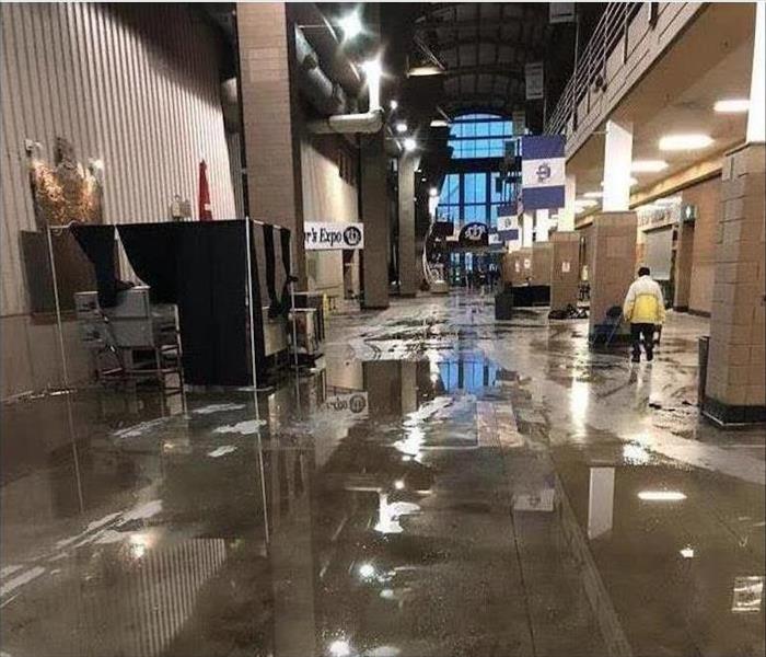 Hall of convention center flooded 